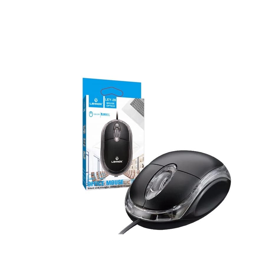 MOUSE OPTICO COM FIO PRETO LEHMOX LEY-28